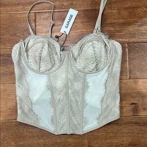 Garage Beige Lace Corset Top